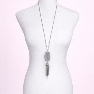 Kendra Scott Silver Tone Gray Stone Tassel Pendant Necklace